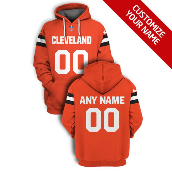 Men's Orange Cleveland Browns Active Player Custom 2021 Pullover Hoodie